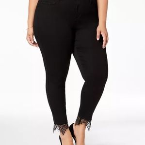 Seven7 Plus Size Lace-Hem Skinny Jeans